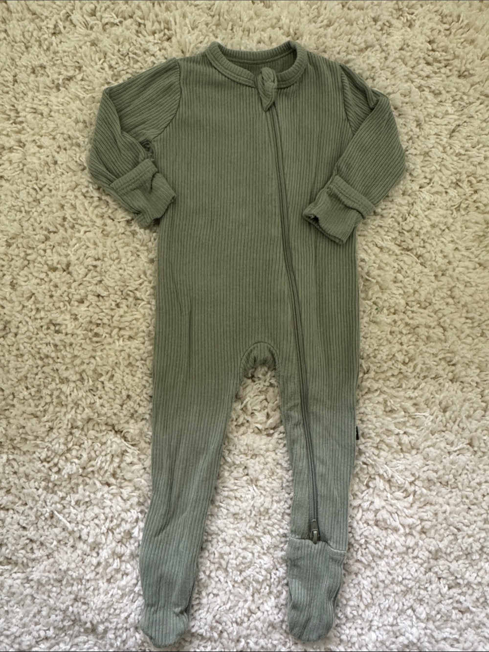 Kyte Ribbed Olive Ribbed Footed One-Piece for Kids